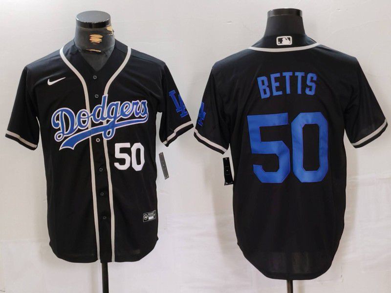 Men Los Angeles Dodgers #50 Betts Black Fashion Nike Game MLB Jersey style 41